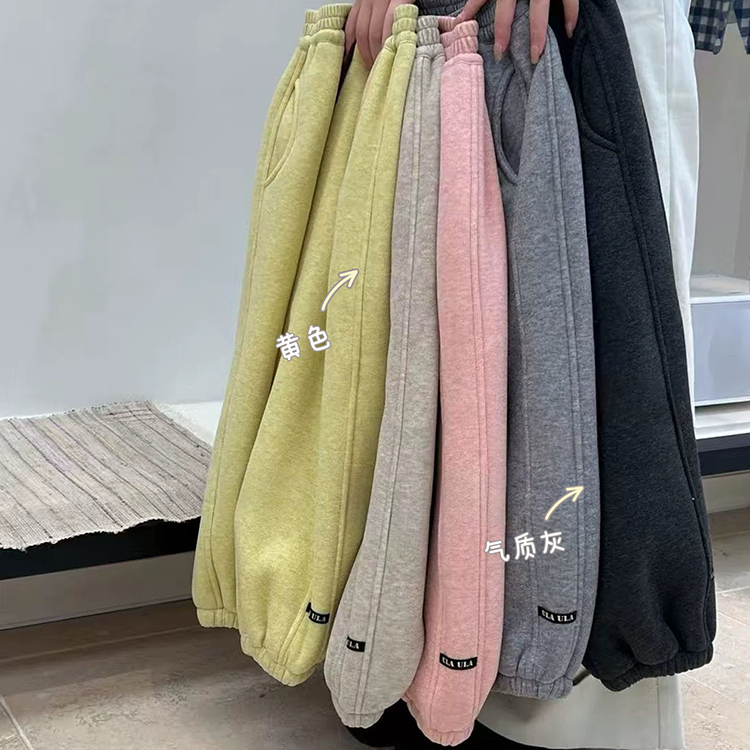 男童女童冬季2025新款加厚羊羔毛儿童运动卫裤宝宝加绒韩版长裤潮