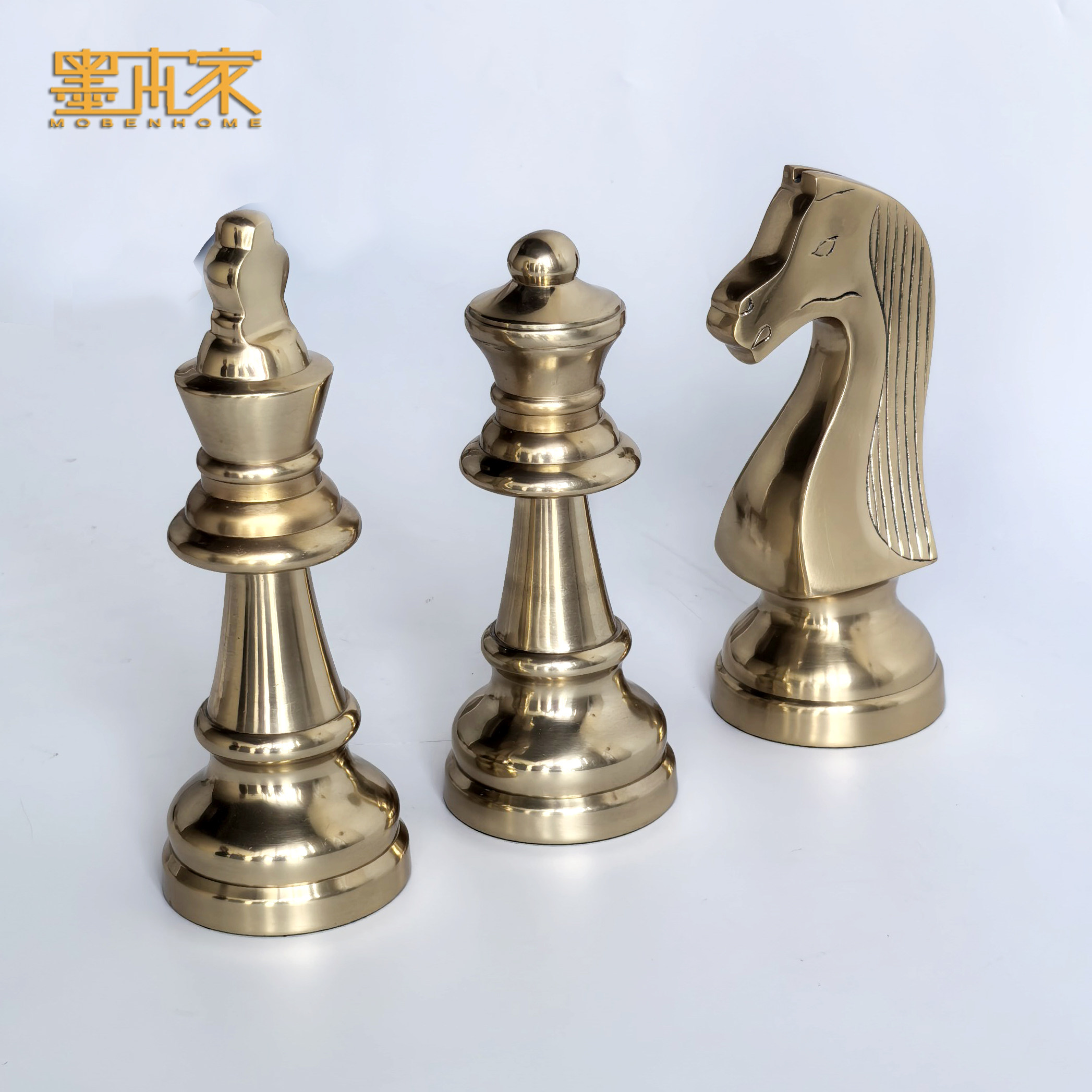 欧式复古金色金属国际象棋棋子装饰摆件 软装客厅办公书桌工艺品