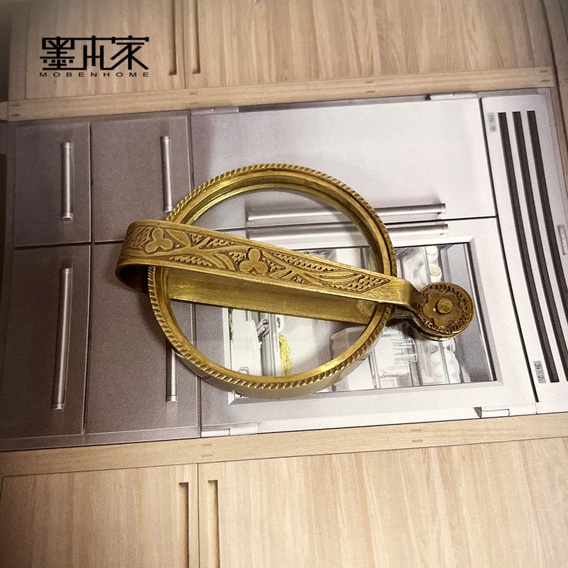 印度进口全黄铜可折叠雕花10倍复古放大镜老人阅读镜样板房摆件