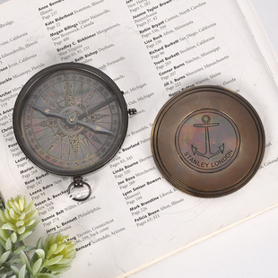纯铜黄铜加勒比海盗指南针罗盘户外登山复古怀旧书房软装道具摆设