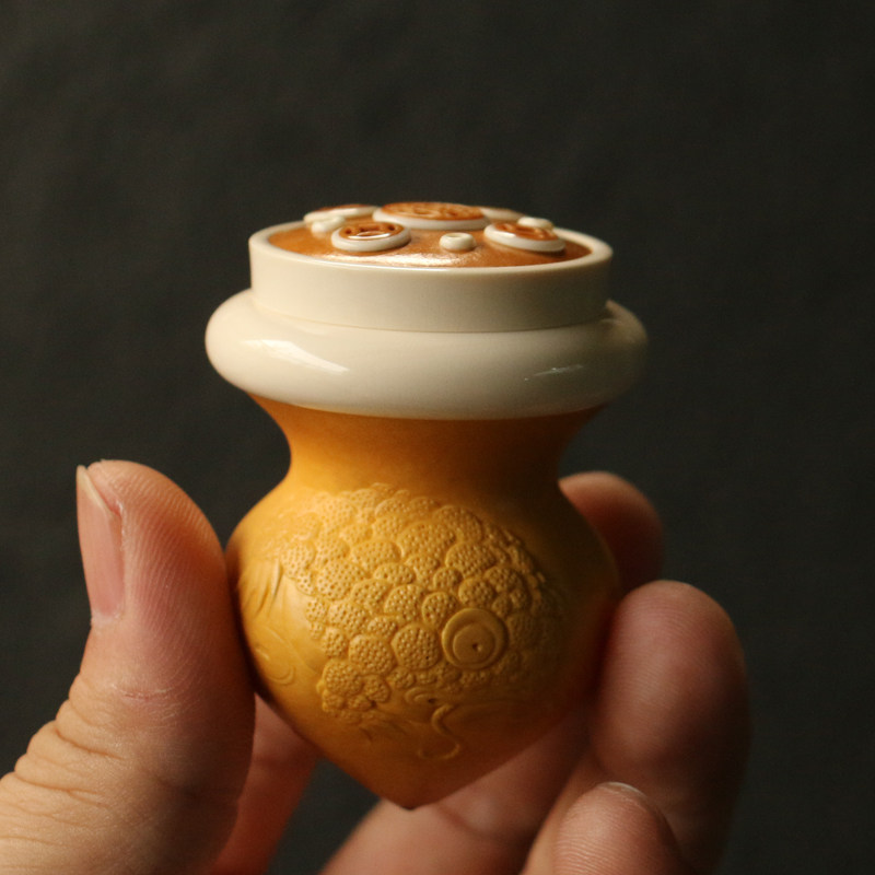 一物一拍精选鸡心葫芦沪上名家刘烁压花"招财金蟾"鸣虫器具收藏