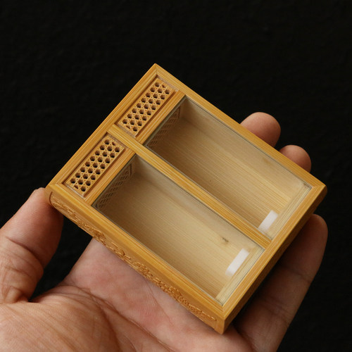 张圣林本工老玉竹机雕双室盒鸣虫