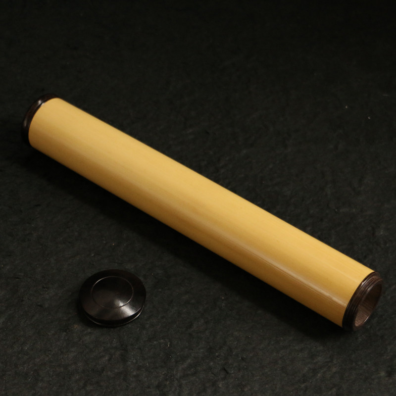 苏工精工制作老玉竹黑檀木螺纹口加长32厘米香线筒画筒茶叶罐竹器,特色手工艺,竹编/竹雕,淘宝优惠券,粉丝福利购,淘宝优惠卷