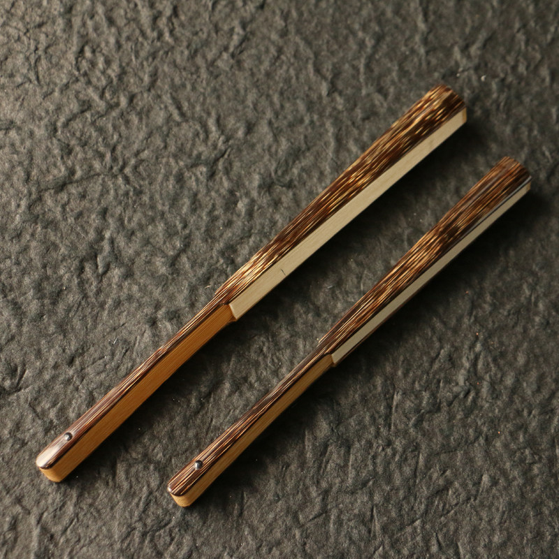 浙派安吉名家葛小娟本工精工制作金丝竹6寸7寸文人折扇竹扇子把件