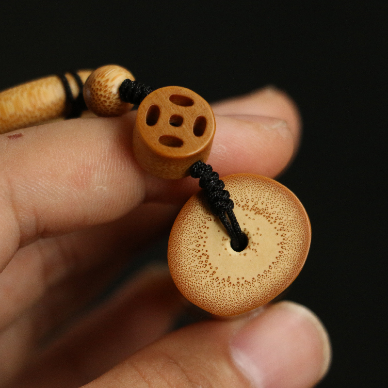 东阳名家邱书文本工阴刻金玉满堂高密度实心竹手把件把玩文玩