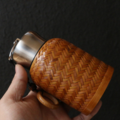 300毫升纯手工精工编织竹丝竹编304不锈钢保温杯旅行水杯茶具竹器