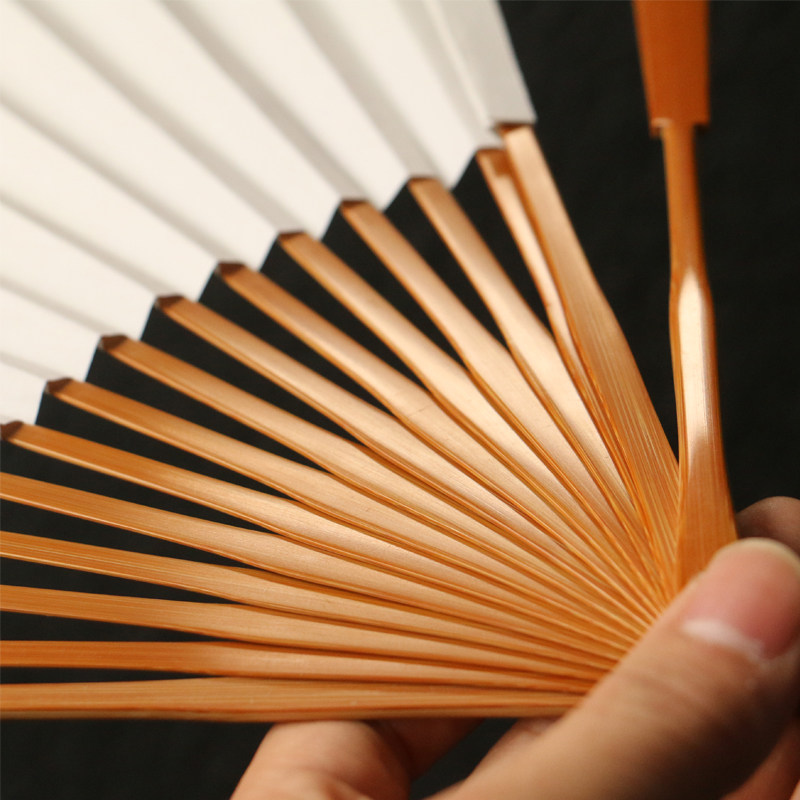 浙派安吉名家王伟本工全老川料如意头精工镜面7000目打磨折扇竹扇