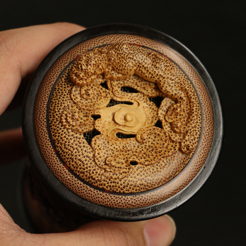 几十年老竹纯手工精工浮雕工艺蝈蝈罐虫具鸣虫器具文玩收藏把件竹