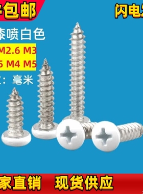 白色烤漆螺丝十字盘头/圆头自攻螺钉喷白漆家具窗帘木螺钉M2-M6