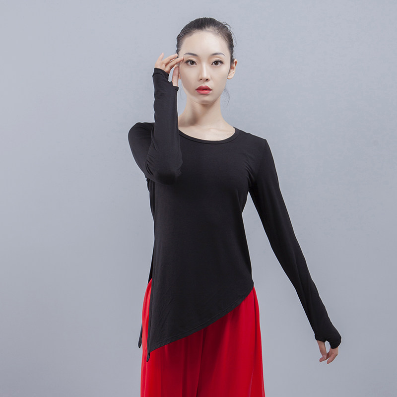 莫代尔套指舞蹈服练功服形体修身长袖现代舞蹈服古典民族瑜珈上衣