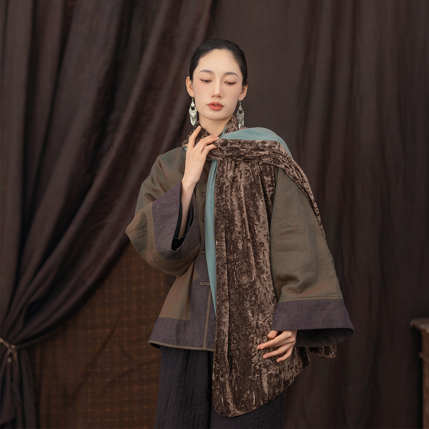 大拙东方美新中式色织亚麻棉衣