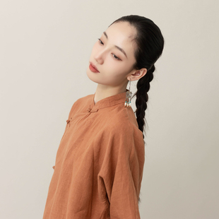 大拙橘里橘气味的穿搭新中式改良亚麻衬衫60721