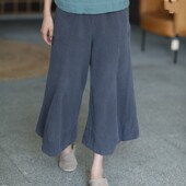 W002 阔腿裤 大拙 立体剪裁多片廓体棉麻八九分裤
