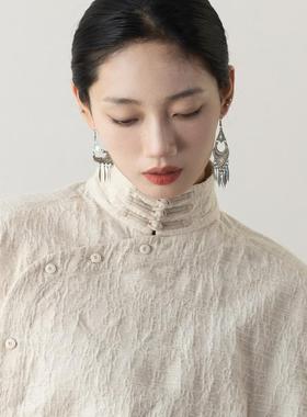 大拙东方美人穿搭国风斜襟盘扣精工细作肌理纹棉麻外套220713