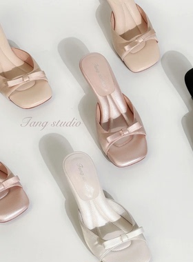汤汤老板的店【TangStudio】仙女舒适甜美风方头高跟凉鞋5cm/T331