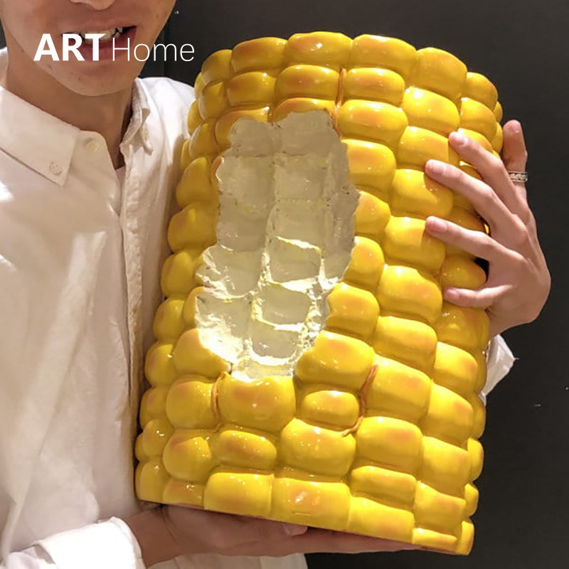 동일 옥수수 스툴 트렌디한 홈햄버거 스툴 의자 옥수수 속대 장식 레진 로우 스툴 장식 무료 배송 재고 있음