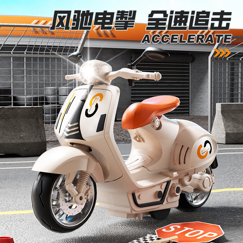 仿真电瓶车儿童电动摩托车玩具惯性行驶音乐灯光酷炫 玩具车3-6