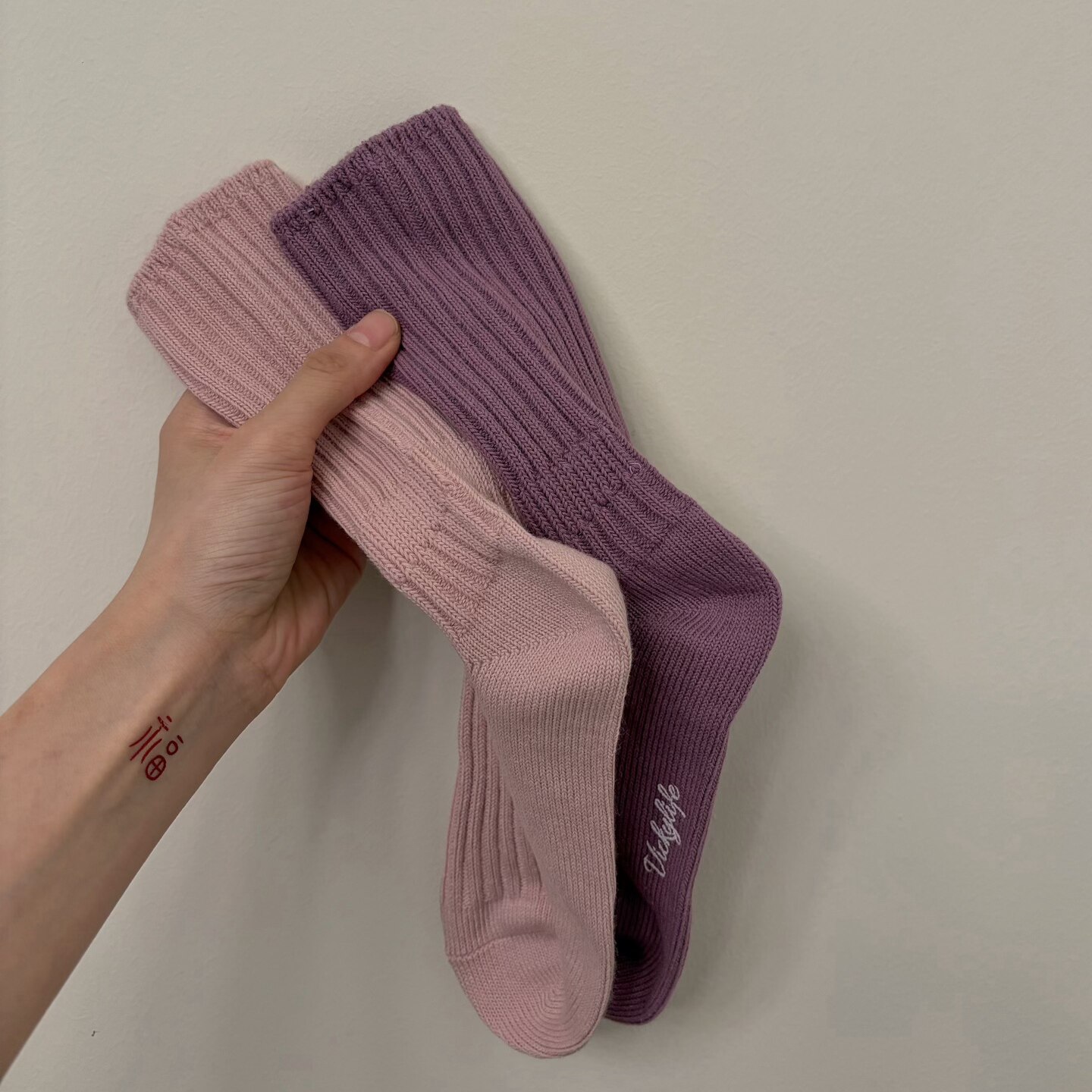 秋冬韩系温柔香芋紫女中筒堆堆袜