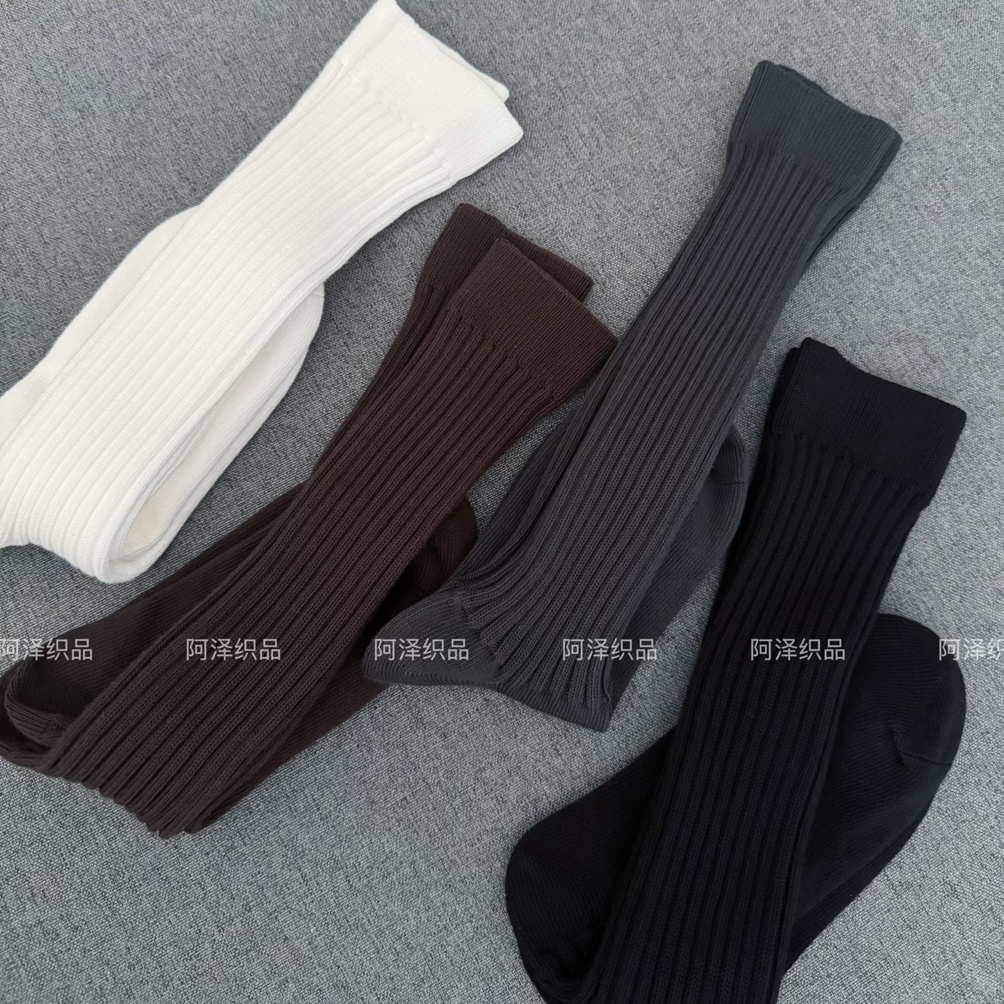 竖纹粗线秋冬显瘦百搭小腿棉袜子