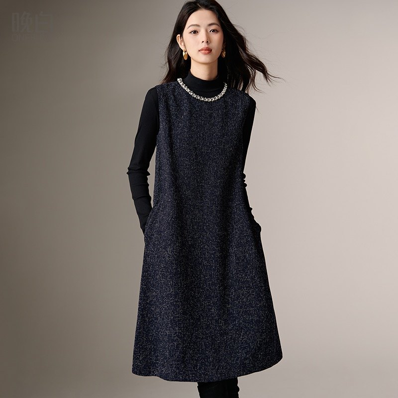 晚白2026春季新款法式轻奢重工复古小香风背心裙廓形裙子连衣裙女,女装/女士精品,连衣裙,淘宝优惠券,粉丝福利购,淘宝优惠卷