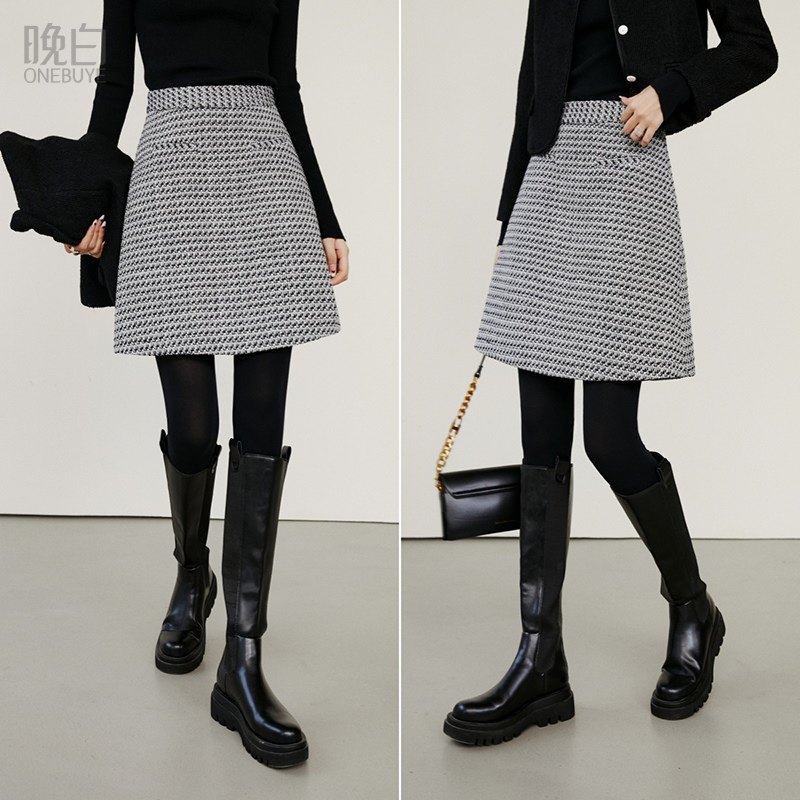 晚白【断码清仓】2026春款半裙气质小香风A字半身裙