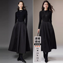 连衣裙女 赫本风黑色裙子气质小黑裙长袖 晚白2025秋冬爆款 轻奢法式