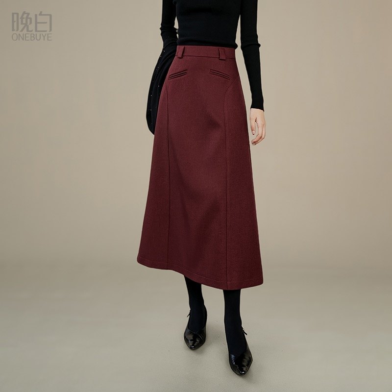 晚白2025年秋冬新款时尚高级感气质半裙高腰大摆A字减龄半身裙女