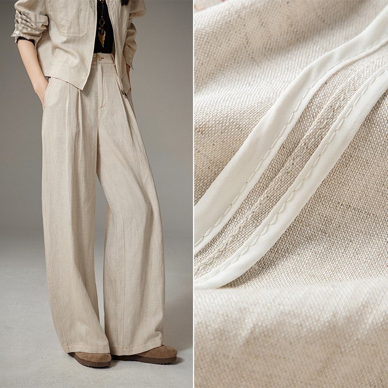晚白2025秋冬新款莱赛尔亚麻裤子高腰阔腿气质百搭休闲裤女