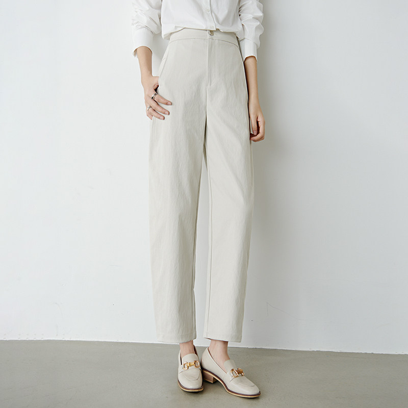 晚白2026年春新款时尚简约裤子半松紧显瘦舒适休闲镰刀裤女,女装/女士精品,休闲裤,淘宝优惠券,粉丝福利购,淘宝优惠卷