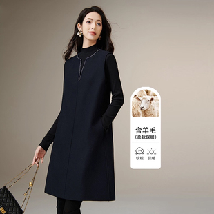 晚白轻奢背心裙羊毛裙子小个子毛呢连衣裙女2025新款 秋冬配大衣