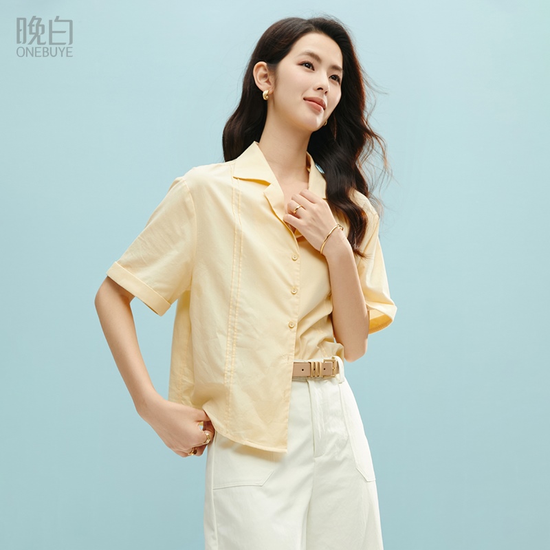 晚白简约全棉宽松亲肤衬衫