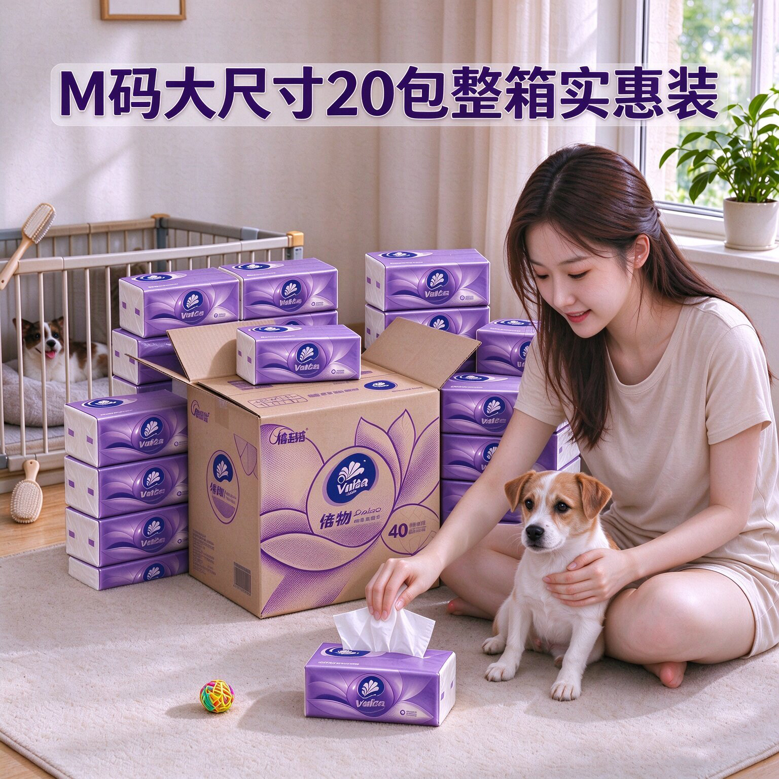 维达棉韧抽纸巾M码20包家用整箱