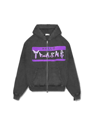 PunkFK“污秽Trashy”帽衫开衫拉链连帽卫衣外套数码印花做旧水洗