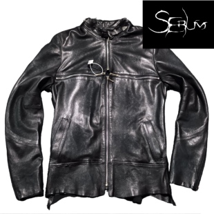 cross zip国潮十字架植鞣羊皮夹克-做旧水洗糜烂破坏