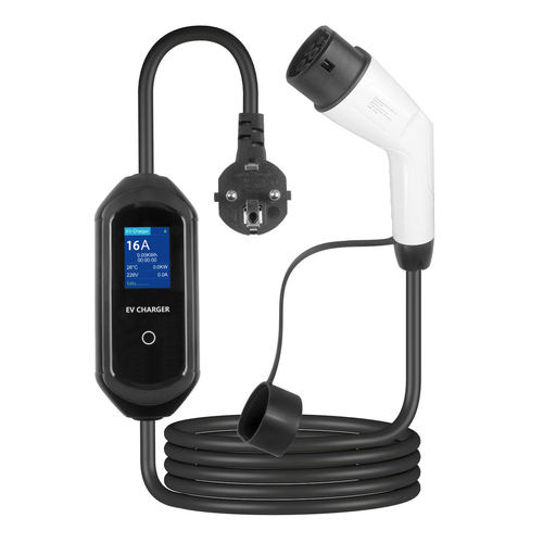 TYPE2欧标7KW交流充电枪新能源汽车便携式大屏显示多功率充电器