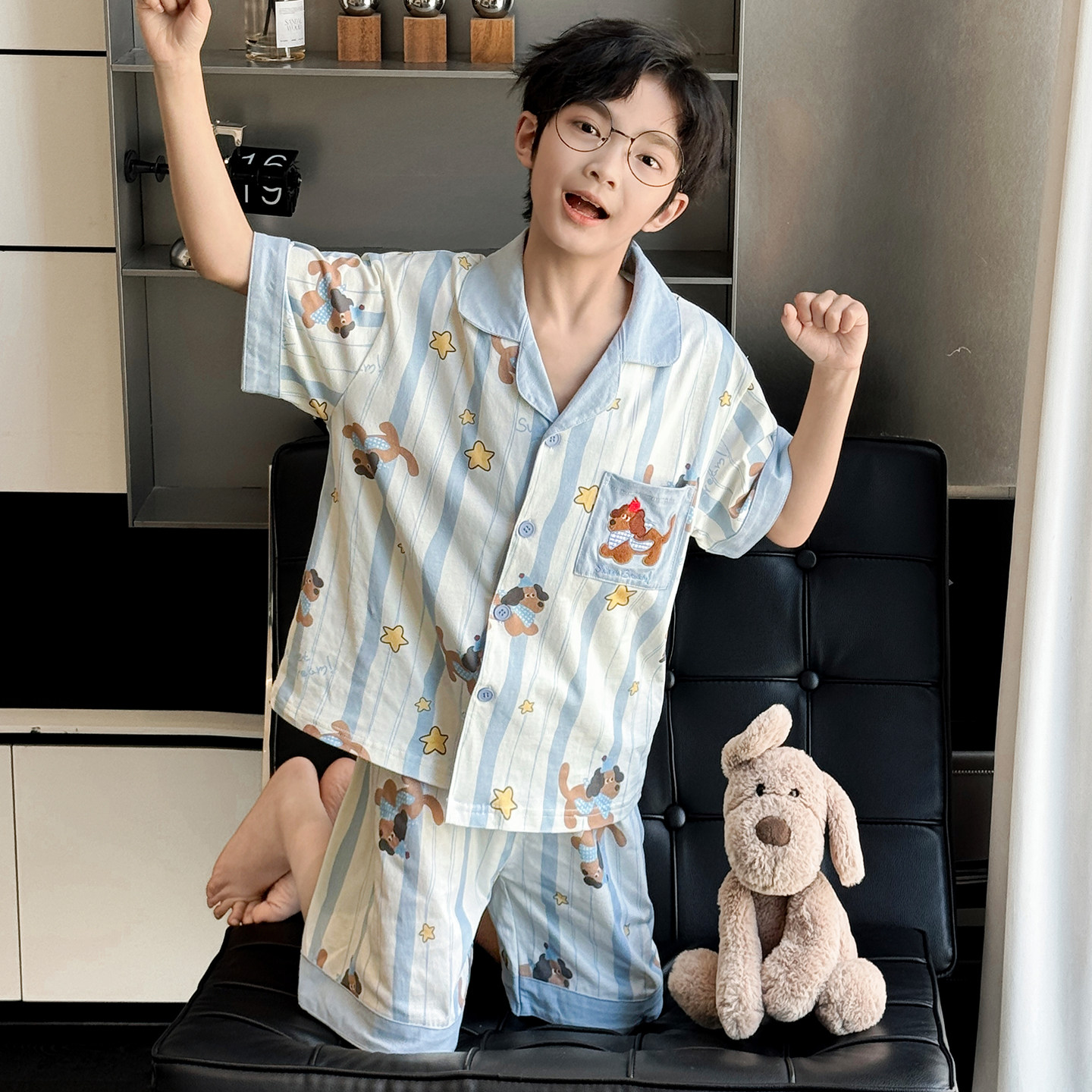 儿童夏季冰丝凉感睡衣套装