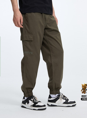 ONIARAI/鬼洗25秋季新品两侧口袋弹力腰束脚工装男式长裤 24B4436