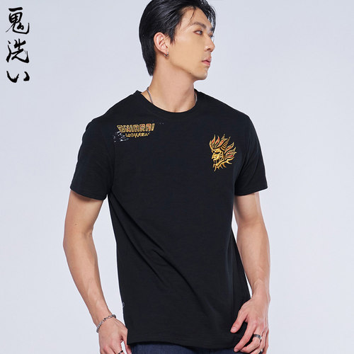 ONIARAI/鬼洗24春夏新品大和魂器物武将男式宽松短袖T恤 B830143