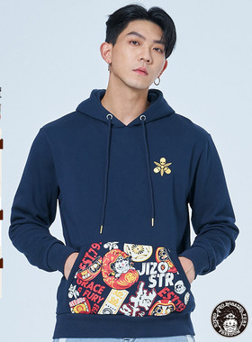 ONIARAI/鬼洗24春夏新品地藏小王男士圆领印花连帽卫衣 J250081