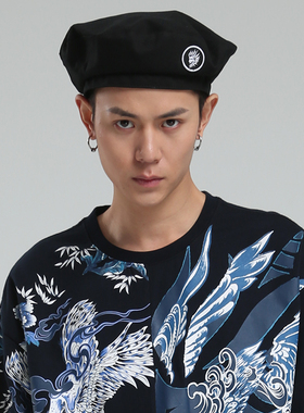 oniarai鬼洗logo织标男士休闲贝雷帽 21BA409