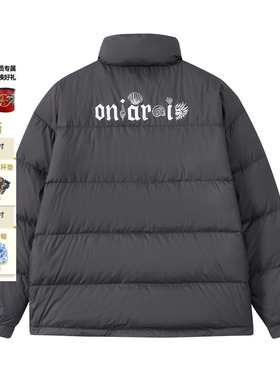 ONIARAI/鬼洗25冬季新品鬼洗贝壳字母经典立领羽绒服男 B24U301