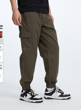 ONIARAI/鬼洗25秋季新品两侧口袋弹力腰束脚工装男式长裤 24B4436