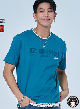 ONIARAI/鬼洗24春夏地藏小王当街假两件接头休闲短T 男士JW80053