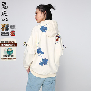 金鱼宽松连帽套头卫衣 ONIARAI 泥棒蓝女款 季 N240086 鬼洗秋季