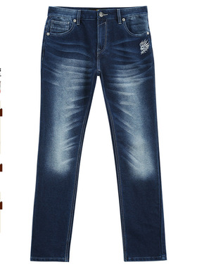 ONIARAI/鬼洗秋季特织裤纬编针织丹宁修身直筒男式牛仔裤 22B2314