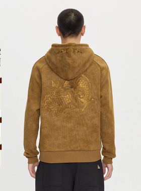 ONIARAI/鬼洗25秋冬泥棒蓝敦煌双鱼刺绣连帽卫衣男士 25NOB54新品