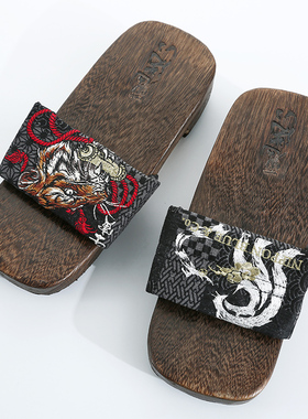 ONIARAI/鬼洗鬼洗春夏泥棒蓝系列新品男士花布木屐22NA413