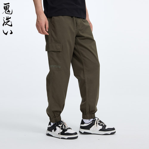 ONIARAI/鬼洗25秋季新品两侧口袋弹力腰束脚工装男式长裤 24B4436