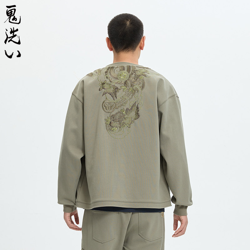 ONIARAI/鬼洗鬼洗24新品泥棒蓝暗影金鱼绣花针织男士开衫 24NOB61