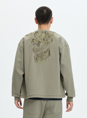 ONIARAI/鬼洗鬼洗24新品泥棒蓝暗影金鱼绣花针织男士开衫 24NOB61